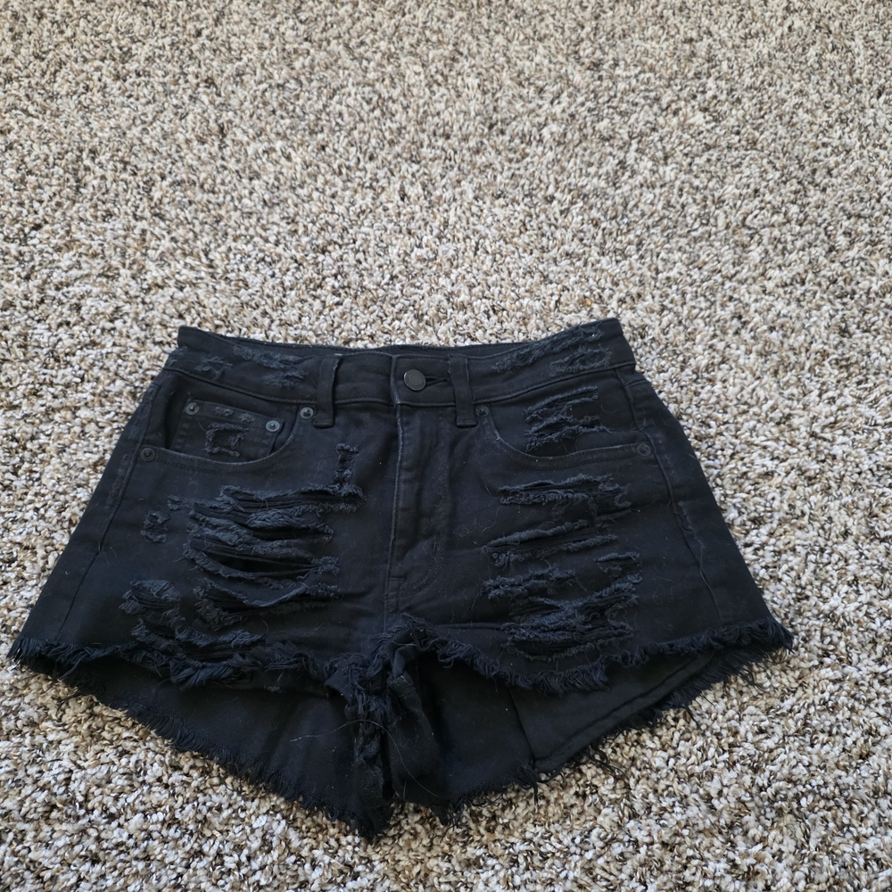 Black Distressed Women Shorts